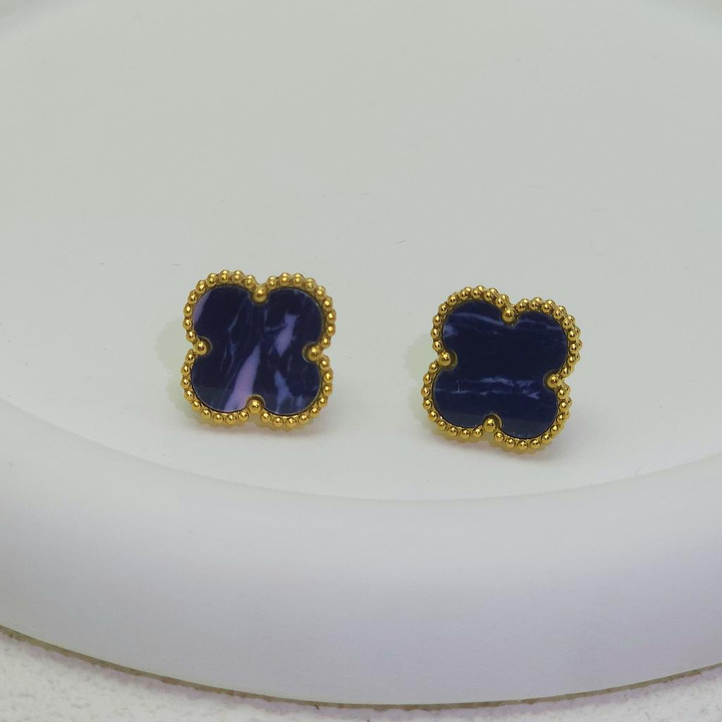 Высококачественная титановая сталь Натуральный перламутр Четырехлистный клевер Серьги для женщин 18K Модные Премиальные серьги