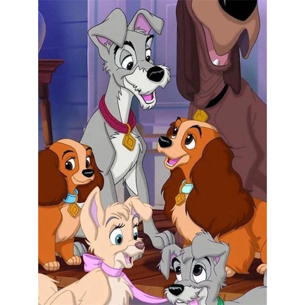 Disney Мультяшная Алмазная Живопись Леди и Бродяга Теплая Семья 5D DIY Арт Набор для Вышивания Крестиком Мозаика Вышивка Домашний Декор Подарок