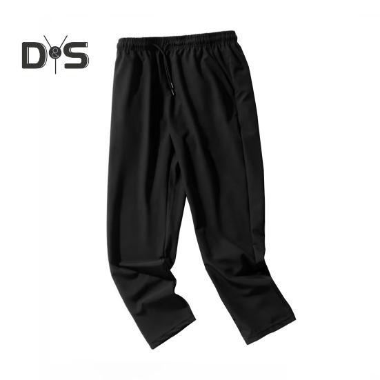 Мужские брюки с укрепленными карманами, затягивающимся шнурком на талии, повседневные однотонные брюки, летние прямые брюки