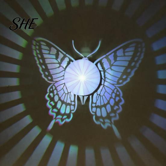 Sustainable Landscape Illumination Solar Wall Lights, Color Changing Outdoor Decorative Butterfly Projection Lamp, Floral Lighting Waterproof