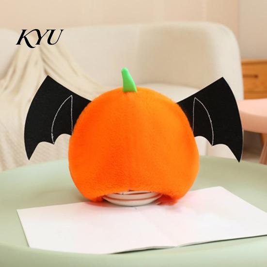 Unique Bat Wing Decoration Halloween Pumpkin Head Hat, Cute Spooky Full Mask for Adults Theme Event Costume Accessory Kids, Soft Plush Prop