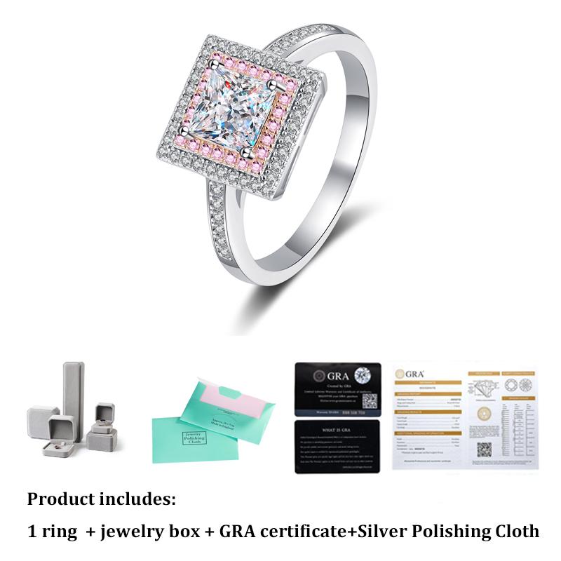 Модное квадратное кольцо с настоящим муассанитом и бриллиантом из чистого серебра 925 пробы для женщин, ювелирные украшения, свадебный подарок