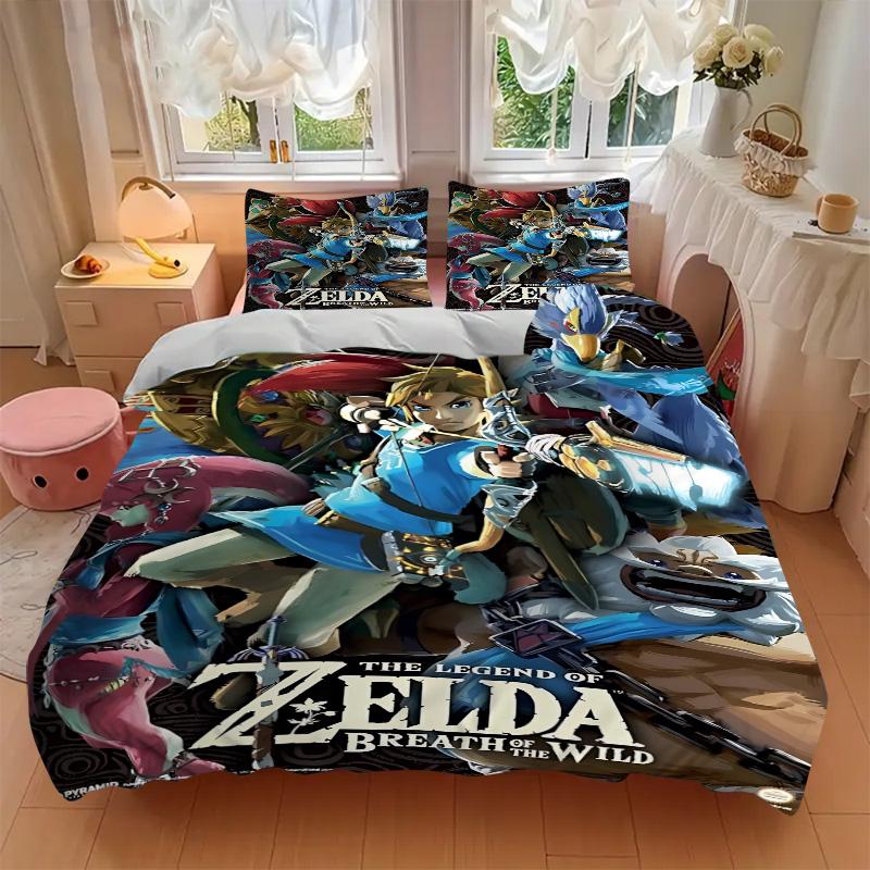 Zelda Breath Wild Adventure Print 3Pcs Bedding Setduvet Cover With 2 Bedropillowcase Home Birthday Gift