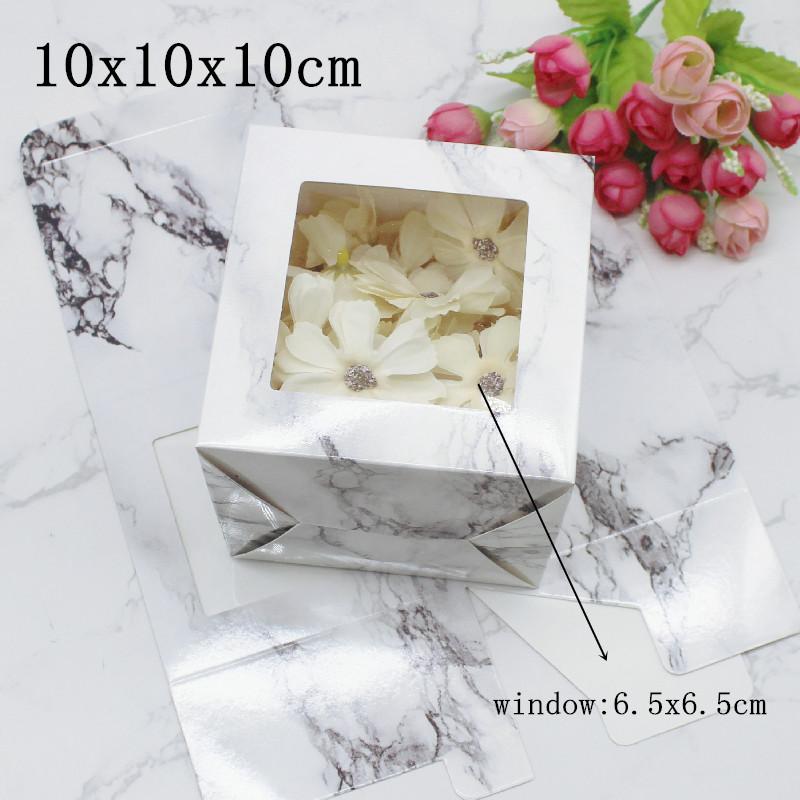 10 шт. квадратных коробок с окошком разных размеров от 5 см до 10 см с мраморным дизайном для рождественских подарков, упаковки конфет, свадебных упаковок