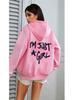 European Size Women's Casual Pocket Hoodie with 'I'm Just a Girl' Print for Autumn/Winter