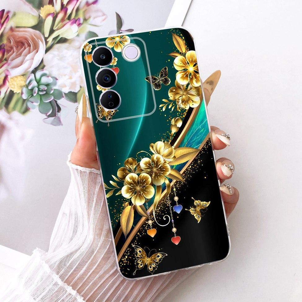 Transparent Cover For Vivo S16e 5G Case V2239A Cute Cat Fashion Butterfly Funny Painted Casing For VivoS16e 5G