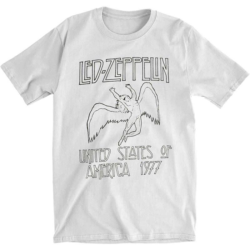 Retro EuropeanAmerican Style Led Zeppelin Punk Rock Band Retro Americanstyle Streetwear Mens and Womens Tshirts
