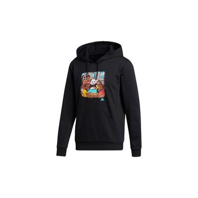 adidas Толстовка с принтом Comic Star Panda, мужская толстовка с капюшоном, черная GN8020