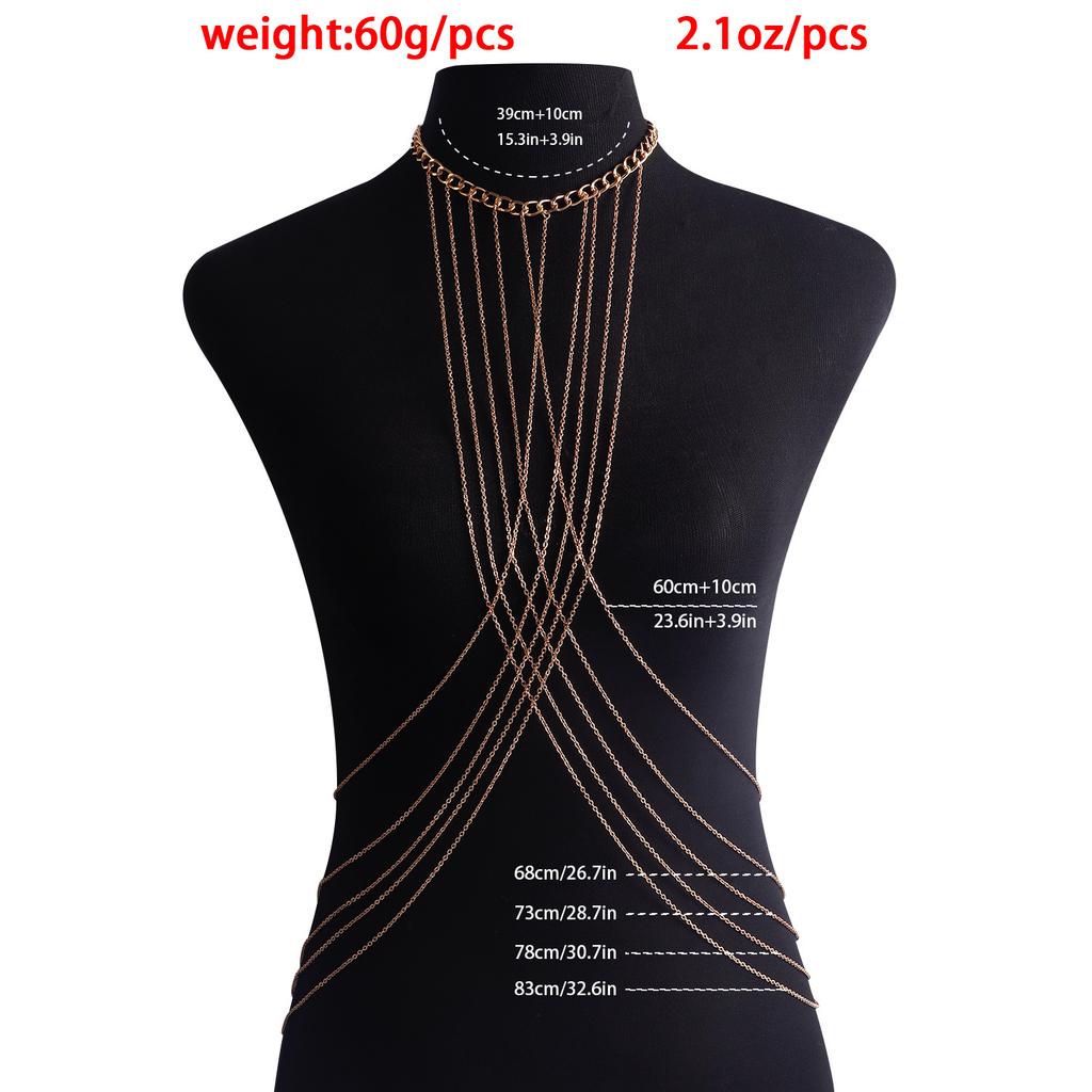 Personality Exaggerated Multi-layer Cross Metal Body Chain Body Chain Nightclub Chest Chain Women