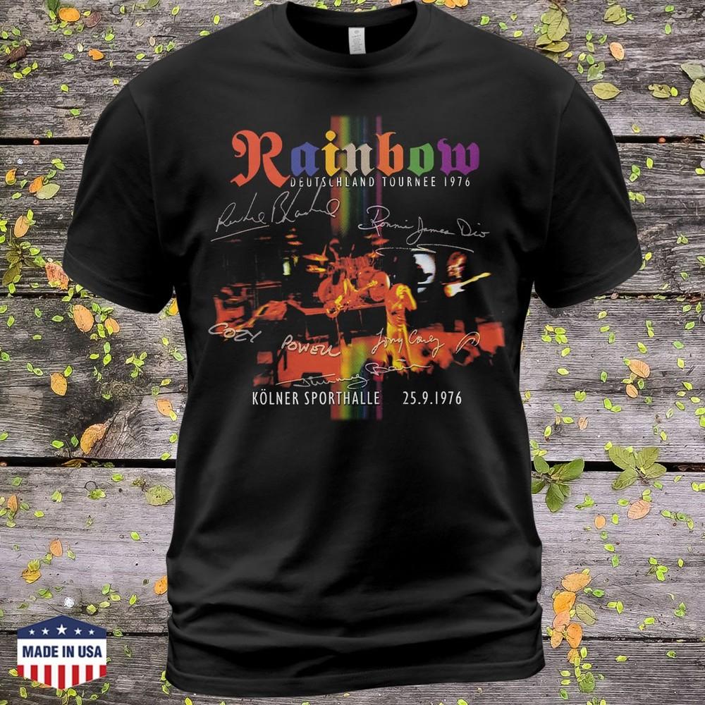 Хлопковая футболка Rainbow Live in Germany 1976 Tee Ричи Блэкмор Кэндис Найт Унисекс Футболка