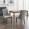 Rayon Cloth Flocking Linen Dining Chairs Channel Kitchen Dinner Chair Comfy Fabric Upholstered Accent Chair for Dining Room with Curved Solid Wood