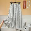 Cool cotton culottes, wide-leg pants, loose and drape, walking pants for home wear, thin legs, floral big swing a-word long skirt