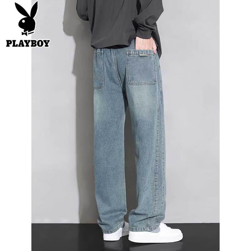 PLAYBOY Мужские джинсы прямого кроя свободного покроя на флисовой подкладке
