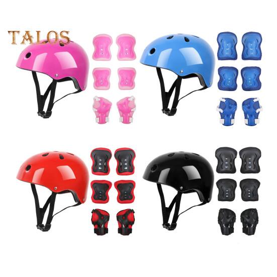 7 шт./компл. детский комплект защитного снаряжения для катания на роликовых коньках, скейтборде, велосипеде, самокате, регулируемый шлем, наколенник, налокотник, защита запястья