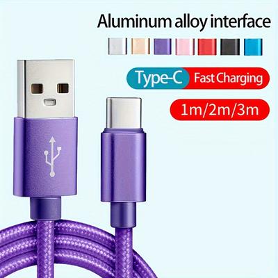 Алюминиевый сплав USB на Type-C Кабель для зарядки 1м 2м 3м для 15 16 17 Pro Max Samsung S24 OPPO