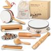 STOIE'S Instrument De Musique Enfant En Bois Tambourin Bébé Batteries Et Percussions Pour Enfants Montessori Instruments De Musiq
