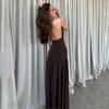 LanDuan Elegant Luxury Evening Dress Halter Neck Bodycon Long Sexy Backless Party Gown