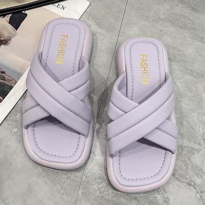 Повседневные женские тапочки на плоской подошве, корейская мода, уличные тапочки с мягкой подошвой, женские сандалии, летние нескользящие шлепанцы 2024 года