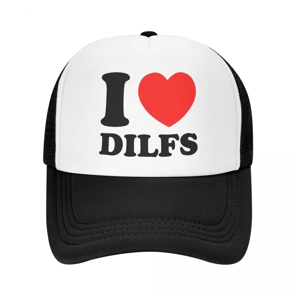 Модная Унисекс Кепка Тракер I Love Dilfs, Взрослая Регулируемая Бейсболка для Женщин и Мужчин, Уличная Кепка Тракер
