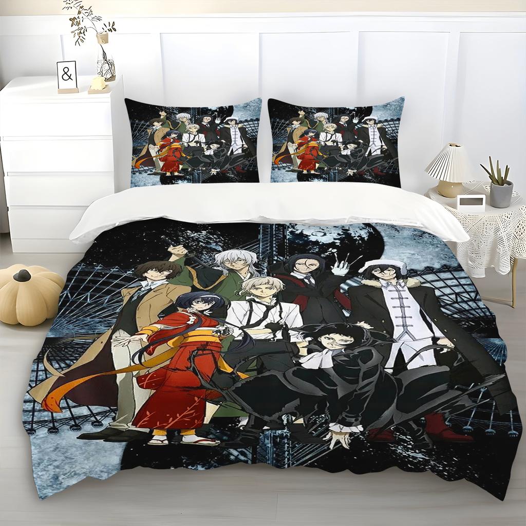 Bungo Stray Dogs Home Bedding Set Duvet Cover Comforter Sets 3-Piece Set 1 Quilt Cover Suitable For Children And Adults