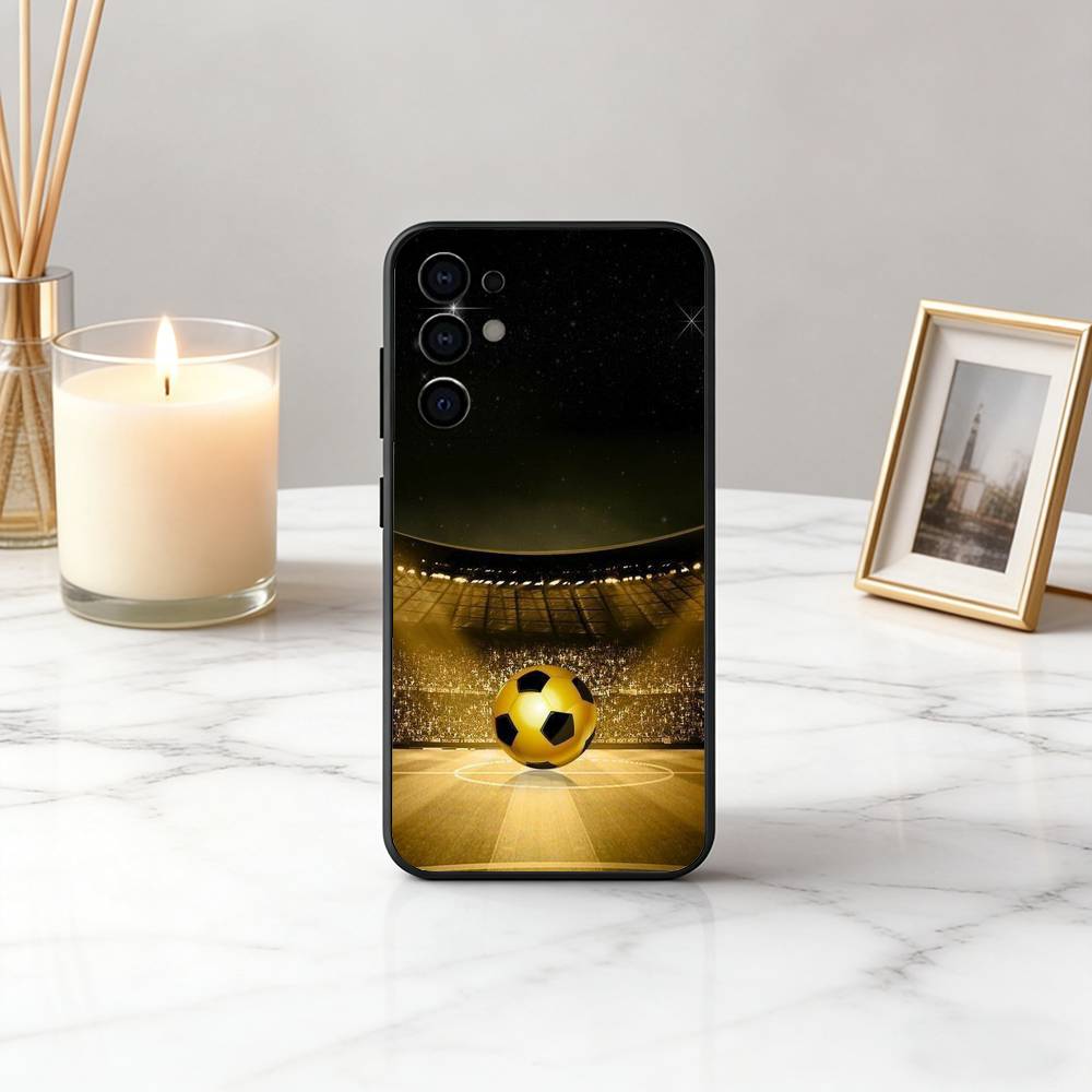 Чехол для телефона F-Football S-Soccer с текстурой стежка Для Samsung S25,S24,S21,S22,S23,S30,Ultra,S20,Plus,Fe,Lite,Note,10, Черная крышка