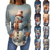 Футболки для женщин, осенние повседневные рубашки с длинными рукавами, толстовка с ретро-принтом, топ для рождественской вечеринки, пуловер