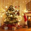 Christmas Curtain Light USB Powered Warm White Multicolor LED Star Moon String Light for Bedroom Window Xmas Decor New Year Gift