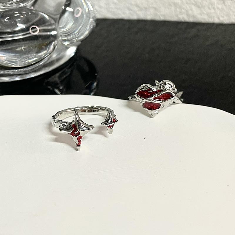 Niche Design Red Dripping Open Ring Irregular Love Personality Astral Lava Index Finger Ring Female