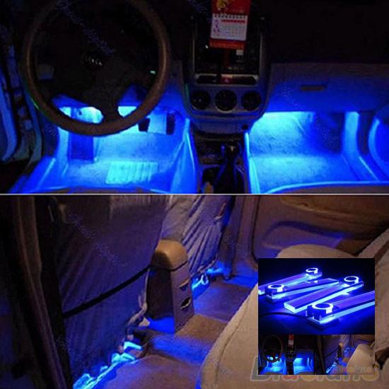 Автомобильная верхняя часть автомобиля Атмосфера 4 в 1 12 В синяя лампа с зарядным светодиодом для интерьера