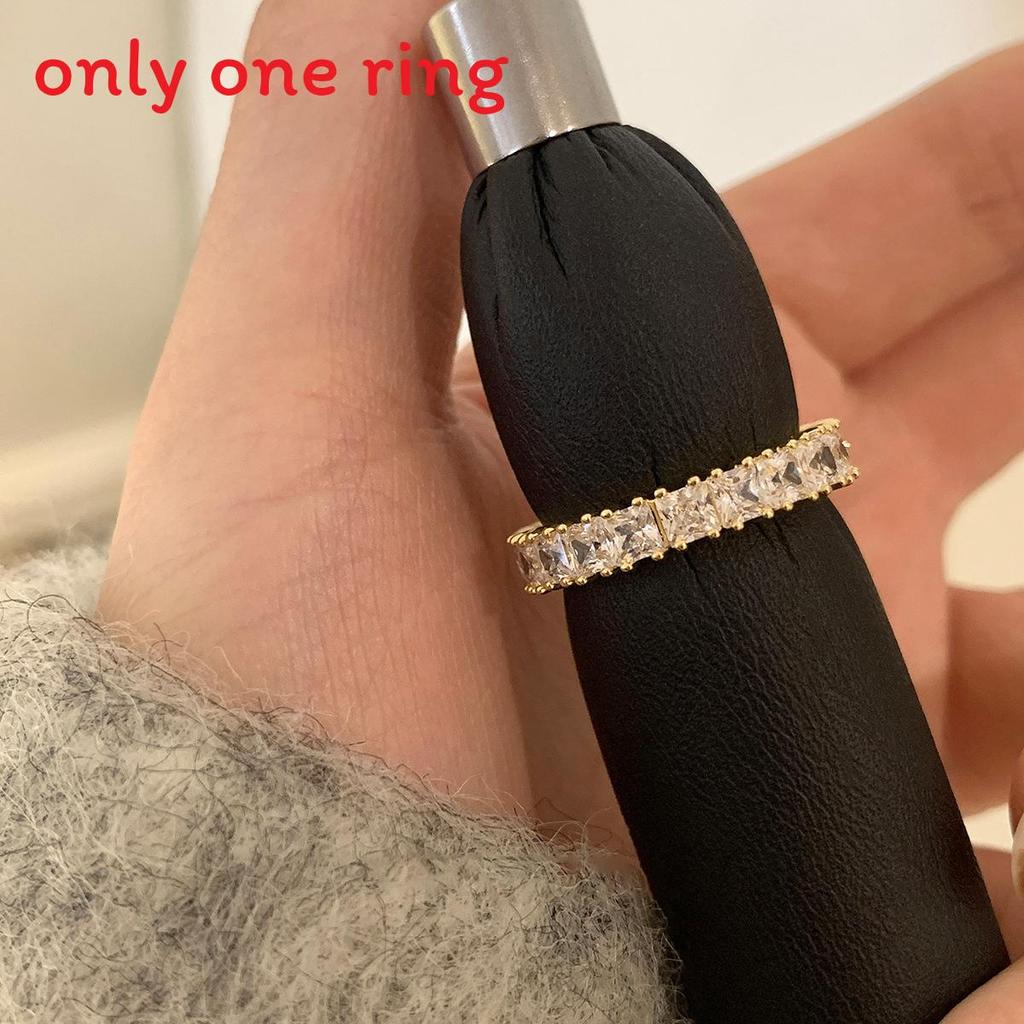 Медное Геометрическое Открытое Кольцо с Цирконами Женский Стильный Аксессуар для Офиса