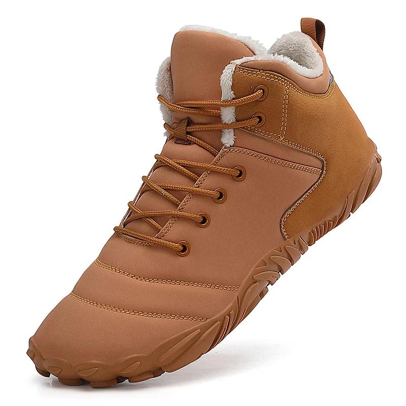 Fashion 2024 Winter Booties Men Snow BareFoot Casual Shoes Outdoor Work Shoes Ladies Warm Fur Men Ankle Shoes Male Snow Boots Plus Size