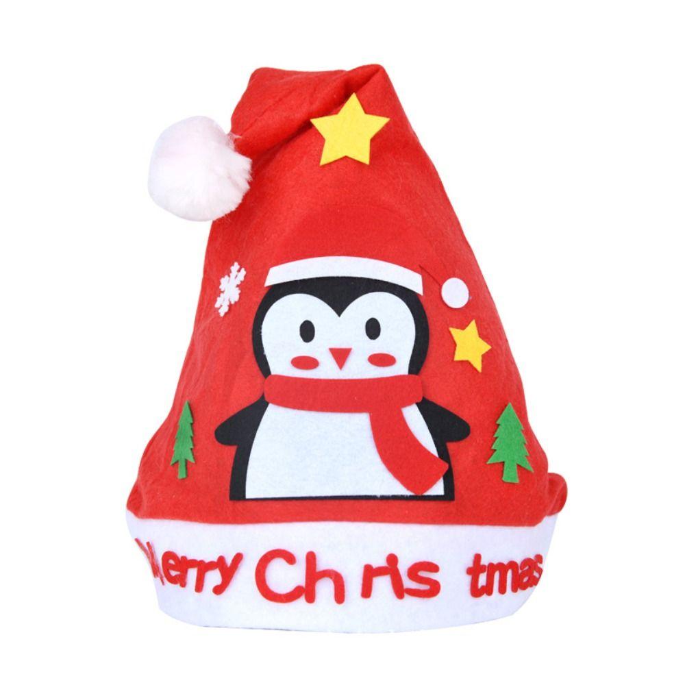 Non-woven Fabric DIY Christmas Hat Toy Santa Claus Kriss Kringle Hat Kids Xmas Arts Hats Toddlers