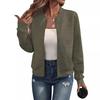 Autumn Winter Solid Color Zipper Jacket Baseball Collar Casual Coat for Women Long Sleeve Jackets & Coats