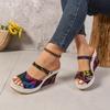 Женские босоножки на танкетке Новые летние повседневные туфли на платформе Женские босоножки на высоком каблуке с открытым носком Женские сандалии Sandalias De Mujer