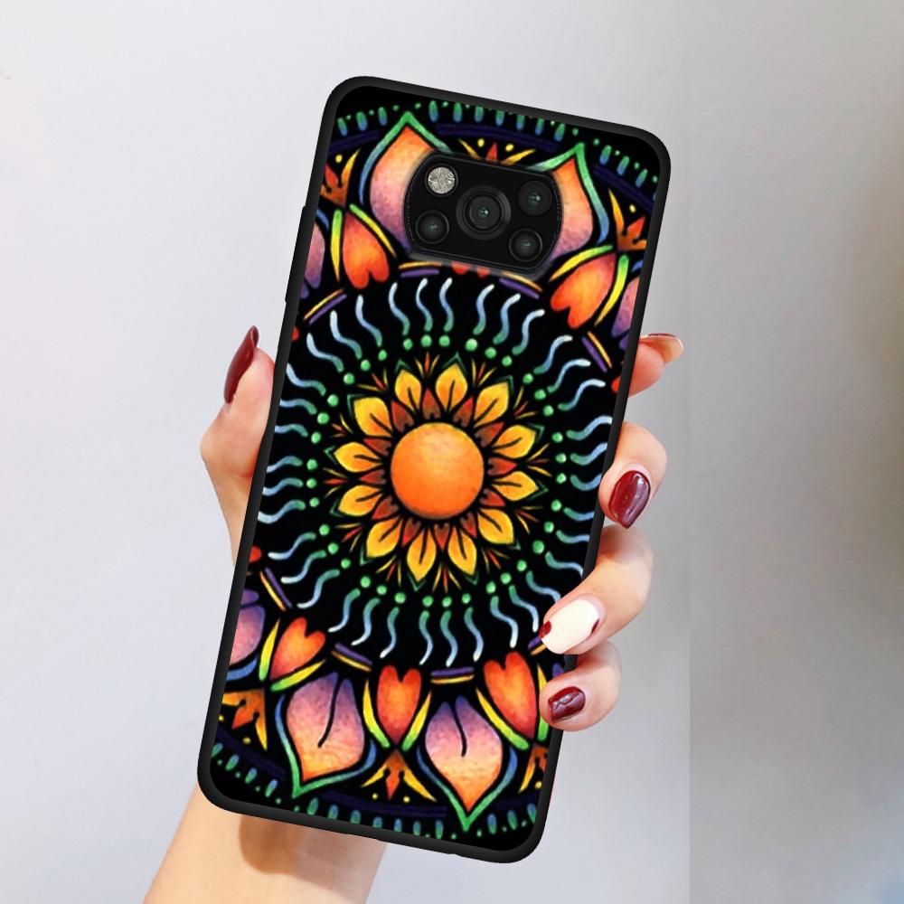 Синий Чехол-Мандала Цветок Тотем для Xiaomi Poco X5 X3 NFC X4 Pro 5G F4 GT M5 M5s F3 Pocophone F1 Черный Мягкий Чехол для Телефона Mi 13 12T