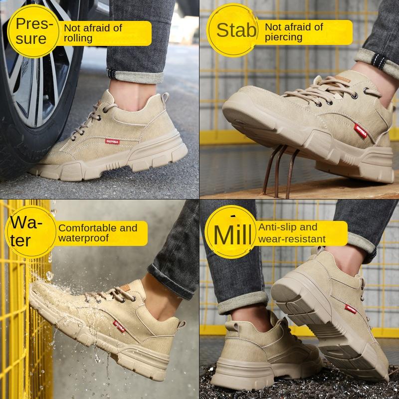 Labor Insurance Shoes Men's Anti-smash and Anti-puncture Wear, Light, Comfortable, Non-slip, Waterproof and Wear-resistant Safety Shoes