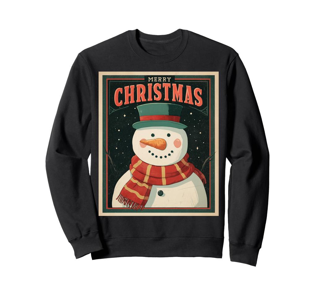 Snowman Vintage Retro Art Deco Christmas Sweatshirt