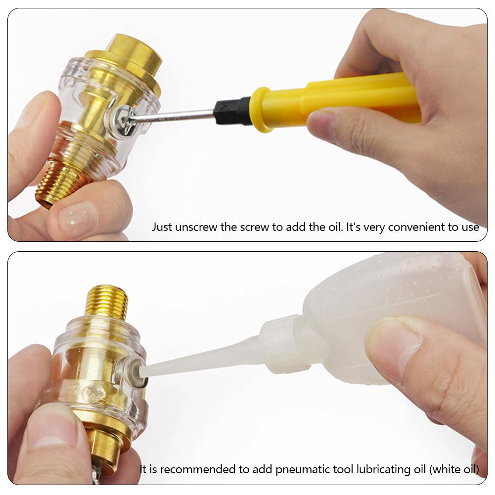 1/4"NPT Mini In-Line Automatic Lubrication Oiler for Pneumatic Tools Air Compressor Pipe Repair Air Tools