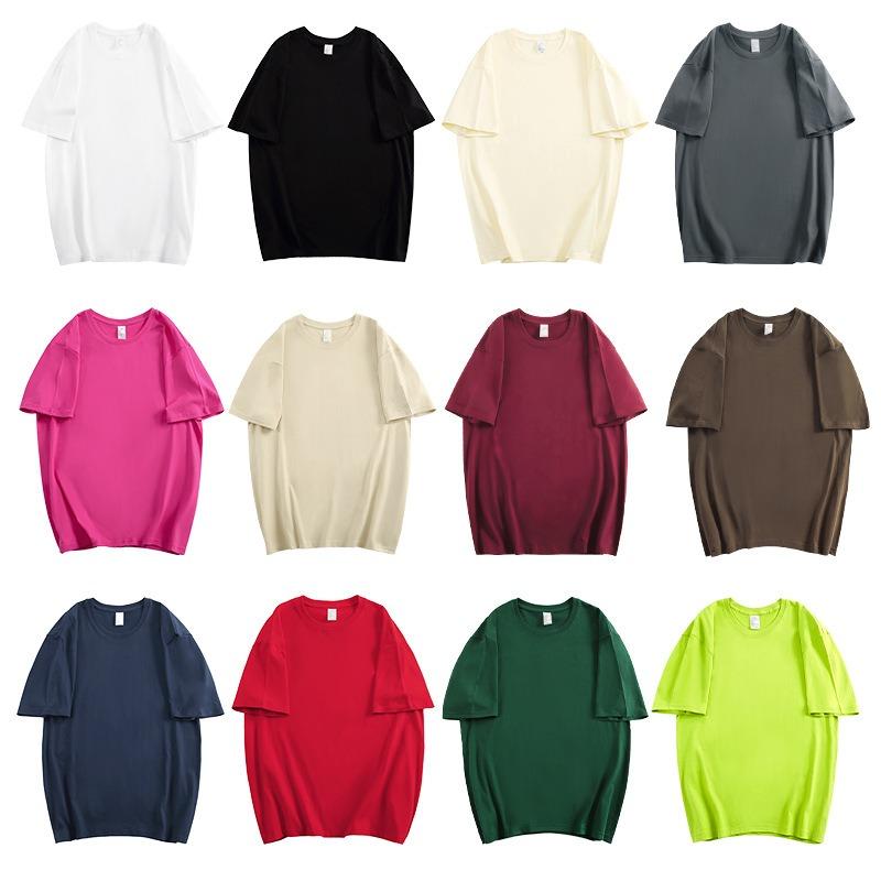Pure Cotton Sewn Off-the-shoulder Short-sleeved T-shirt for Women's Couple Class Uniforms