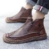 TUINANLE Ручная прошивка Кожаные Мужские Ботинки Повседневная Кожаная Обувь Мужские Ботильоны Обувь на Молнии