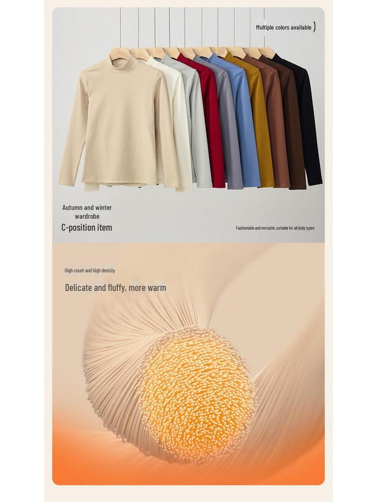 Женская рубашка облегающего кроя из смесовой шерсти со средним вырезом и длинными рукавами на осень/зиму