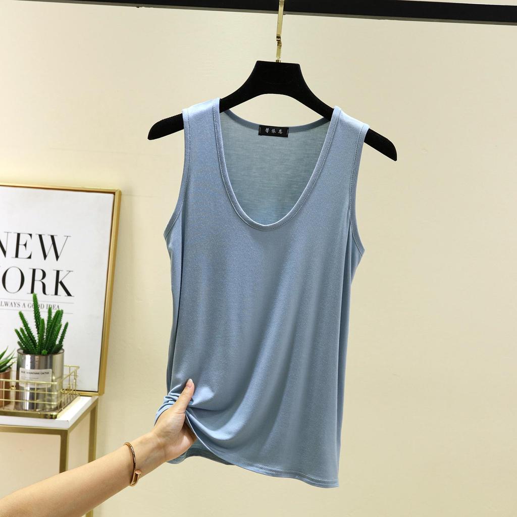 6XL Свободный жилет с овальным вырезом, эластичный, летний, из модала, модный, универсальный, большого размера, базовая рубашка, нижняя часть с изогнутым краем, женский топ