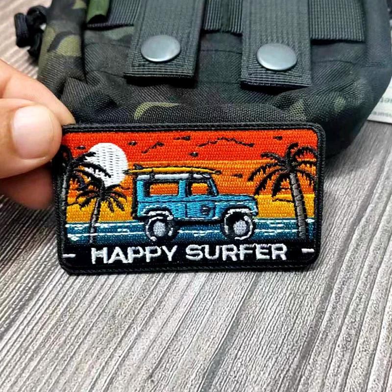 Mountaineering Hiking Sunset Airplane Badge Embroidery Velcro Cloth Sticker Outdoor Backpack Decoration Embroidery Sticker