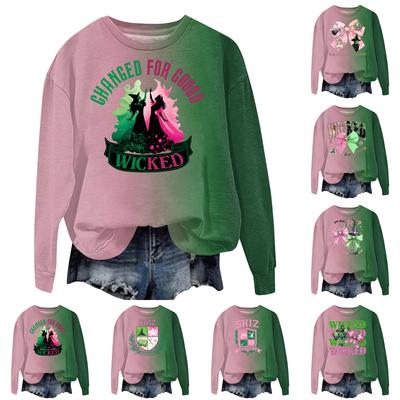 Женская модная повседневная толстовка с длинным рукавом, свободного кроя, с принтом