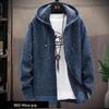 Men's Long-Sleeve Hooded Knit Cardigan with Velvet Lining - Perfect for Spring, Autumn, and Winter.
