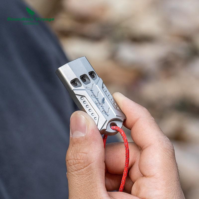 Titanium Emergency Whistle Outdoor Survival Hiking Camping Lightweight Waterproof Corrosion Resistant With Lanyard