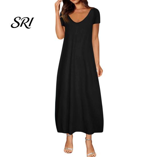 Breathable Summer Dress Long Nightgown for Women Short Sleeve Crew Neck Lounge Relaxed Fit Night Casual A-Line T Shirt Comfortable
