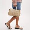 Coach Georgia 34 Классическая Сумка-тоут через плечо с монограммой, на молнии, из покрытого холста и гладкой кожи, большая женская сумка CR157-IMDQC