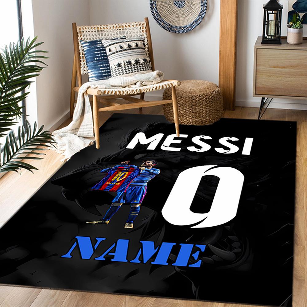 Messi's Celebration Moment Personalized Name Carpet Design for Dining Room Decorate room Hallway Kitchen Anti-slip Rug Anime Office Decor