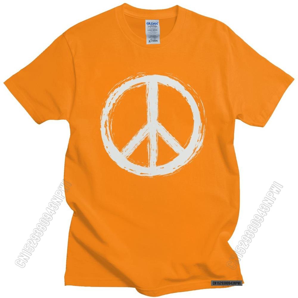 Vintage Peace Sign T Shirt Short Sleeve Casual Uniform Tee Tops 100% Cotton Urban Tshirt Slim Fit T-Shirt Merch Unisex